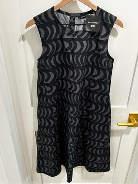Uniqlo x Marimekko A-Line Sleeveless Dress Cotton Small Gray Black Abstract NWT